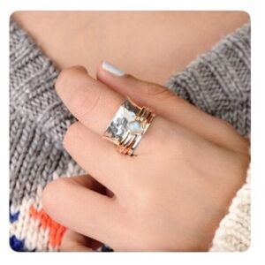 Elegant Silver and Brass Spinner Ring